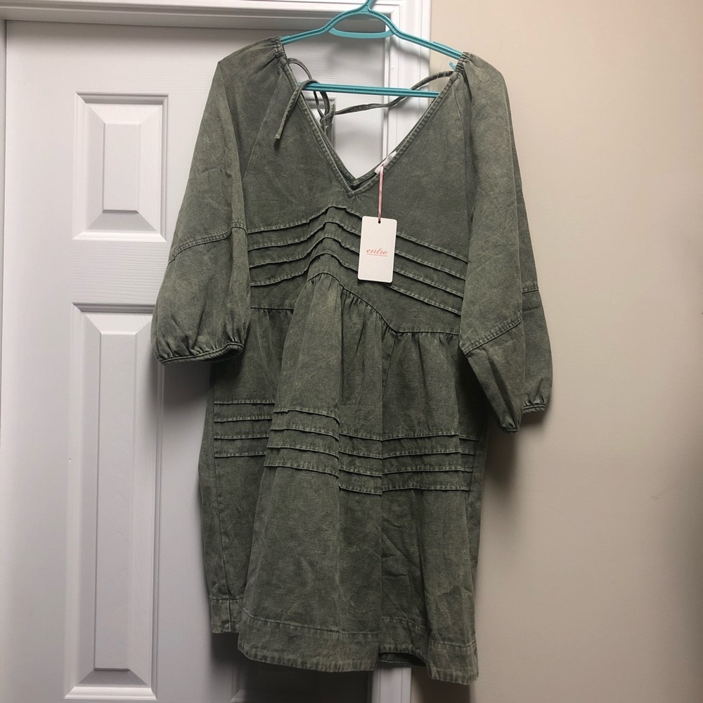 Dark green babydoll dress